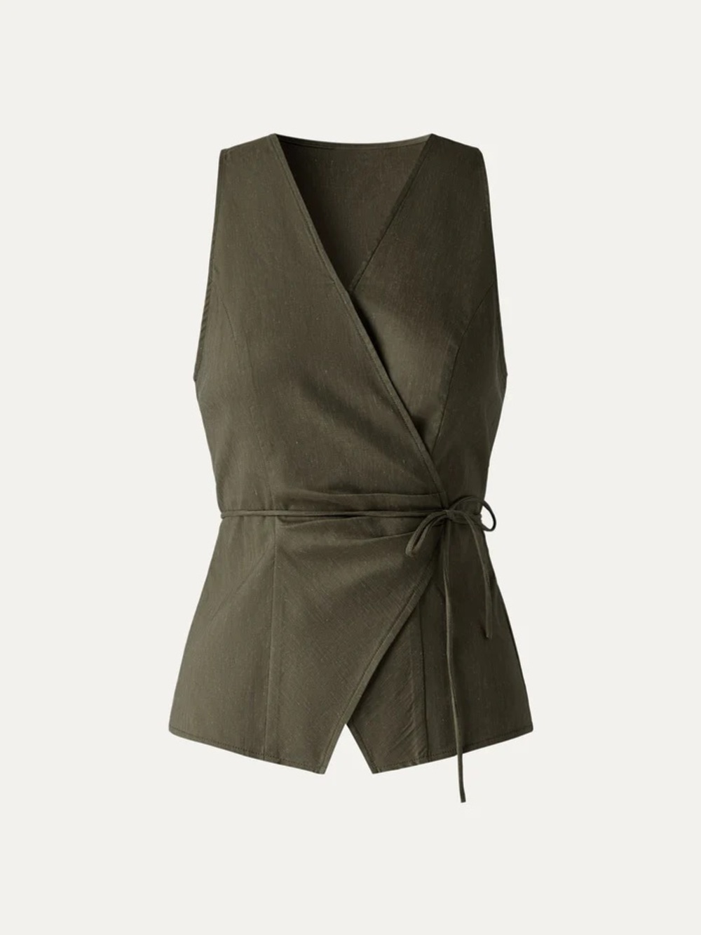 OGL Olive Wrap-Front Sleeveless Tunic